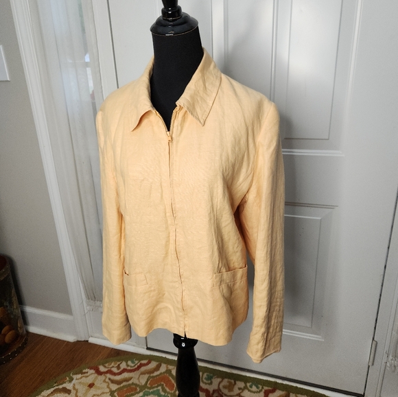 Vintage Samantha Taylor Linen Light Lemon Yellow Jacket Size 10 - Picture 1 of 6